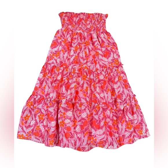 J Marie Ruby Tiered Maxi Skirt Convertible Dress Size Small Floral Cherry Print - Picture 1 of 9